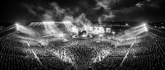 Ye performing on stage at the Albania concert 2026 Eagle Stadium Tirana