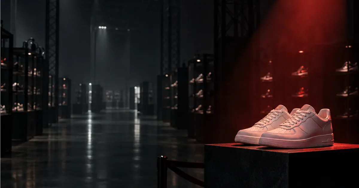 Rows of streetwear and sneakers on a convention floor at night, illustrating the ComplexCon 2026 recap